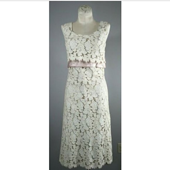 Vintage 60s Lace Sleeveless Tiered Shift Palm Royal Woman Young Adult Party - Picture 7 of 9
